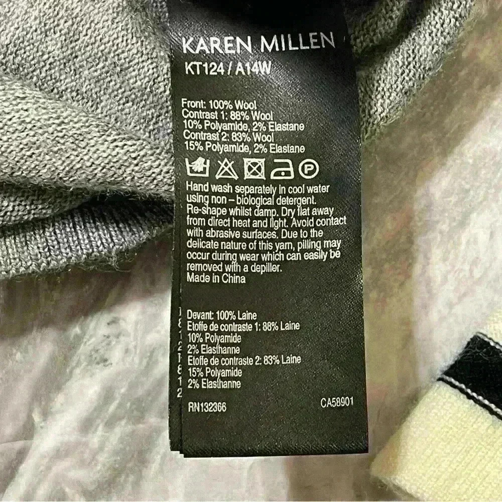Karen Millen Women's Grey and White Sweater front 100% Wool - Picture 7 of 7